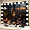 FENNIO Hollywood Vanity Mirror with Lights 32x24.5 Large Lighted Mirror Makeup Mirror with 18 Dimmable LED Bulbs and 10X Magnification 3Color Lighting USB Charging Port for Vanity Desk Tabletop