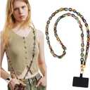 Phone Crossbody Chain CellPhone Lanyard, Acrylic Shouder Strap Universal Lanyard Chain with Tether Patches Compatible with Most Phones Bag Purse (multi-color