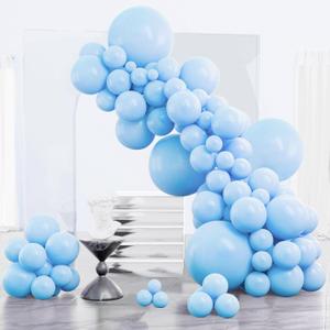 PartyWoo Light Blue Balloons 152pcs Different Sizes of 18 12 10 5 Inch Baby Pastel Sky Aqua Blue Balloon Arch Kit Garland for Birthday Gender Reveal Baby Shower Graduation Party Decorations Blue-Y4