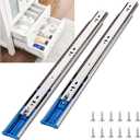 6 Pairs 10 Inch Soft Close Drawer Slides, Heavy Duty Side Mount Cabinet Glides with Ball Bearing & 110LB Capacity (3-Fold Full Extension) for Dresser, Kitchen, Bathroom, Office, Workshop