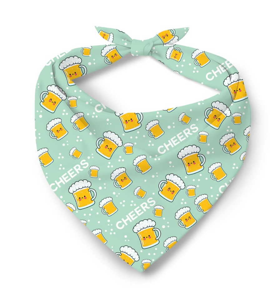 St Patrick’s Day Cheers Dog Bandana, Lucky Irish Beer Print Pets Bandana, Holiday Pet Accessory Gift for Dog Lover, Irish Triangle Pet Bandanas for Small Medium Dogs