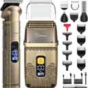 Hatteker Professional Hair Clipper Electric Razor Foil Shavers for Men Body Nose Ear Hair Grooming Kit with Triple Blades Cordless Waterproof