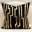Avigers 20 x 20 Inches Black Gold Leather Striped Cushion Cases Luxury European Throw Pillow Covers Decorative Pillows for Couch Living Room Bedroom Car 50 x 50cm