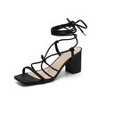 Coutgo Women's Chunky Heel Sandals Lace Up Heels Square Toe Strappy Straps Party Shoes
7 1/5