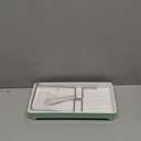 Minimalist Sink Caddy, Rustproof Sponge Holder for Kitchen Sink with 304 Stainless-Steel Brush Holder, Countertop Rack Organizer with Raised Ridges & Silicone Drain Tube (Mint Green)