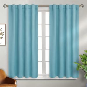 BGment Rod Pocket and Back Tab Blackout Curtains for Bedroom - Thermal Insulated Room Darkening Curtains for Living Room, Set of 2 Panels (38 x 54 Inch, Aqua)