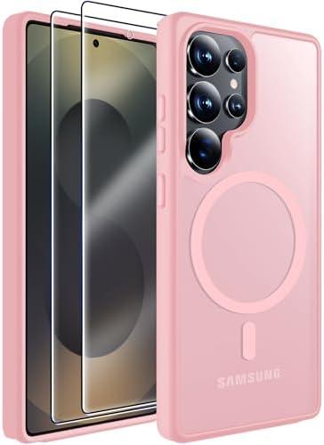 5pcs MOZOTER for Samsung Galaxy S25 Ultra Case,[Compatible with MagSafe] Black | [2*Screen Protector][12Ft Military Dropproof]Translucent Anti-Slip Back Slim Shockproof Case for S25 Ultra-Pink, Set of 5