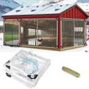9.8 * 16.4 FT Thickened Chicken Coop Cover for Winter, Waterproof & Anti-Tear Chicken Coop Insulation with Rope, Chicken Run Sidewalls, Windproof Clear Chicken Coop Tarp for Chicken Run