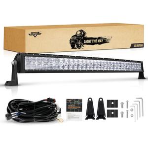 Auxbeam 42 Inch LED Light Bar, 240W Offroad Driving Curved Lights with 5D Reflectors, 24000LM Spot Flood Combo Beam Off Road Fog Light with DT Wiring Harness Kit for Jeep Pickup Trucks SUV ATV UTV