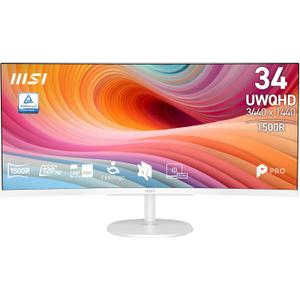 msi PRO MP341CQW E12 34-inch VA 3440 x 1440(UWQHD) Computer Monitor, 120Hz, Adaptive-Sync, HDMI, DisplayPort, VESA Mountable, Speaker, 1ms, White