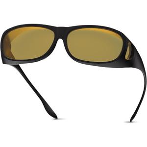 Night Driving Glasses Anti Glare Polarized Night Vision Yellow Tint Glare Reducing Fit Over Driving Sunglasses for Men and Women
