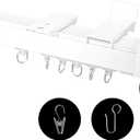 Ceiling Curtain Track, Ceiling Wall Mount Room Divider Curtains Track Rods Heavy Duty Ceiling Track Curtain Rail, RV Ceiling Track for Curtains with Rollers Hooks Clips for 3-6ft, White