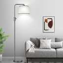 Upgraded Dimmable Floor Lamp, 1000 Lumens LED Edison Bulb Included, Arc Floor Lamps for Living Room Modern Standing Lamp with Linen Shade, Tall Lamps for Living Room Bedroom Office Dining Room-Grey (Space Gray-Linen Shade)