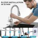 Kitchen Faucet with Pull Down Sprayer - Brushed Nickel Single Handle Kitchen Faucets, High Arc Stainless Steel Pull Out Kitchen Sink Faucet with Deck for RV Laundry Farmhouse