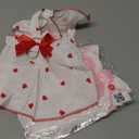 2 Pack Dog Dress Clothes for Small Dogs Girl with Leash Ring&Bows Puppy Cat Clothes Heart Print Cat Dog Outfit Dresses Ruffled Summer Pet Apparel Holiday Birthday Small (Medium, Pink+Red)