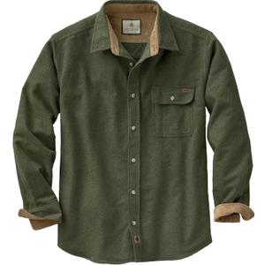 Legendary Whitetails Men's Buck Camp Flannel, Long Sleeve Plaid Button Down Casual Shirt, Corduroy Cuffs (Size Large, Army)