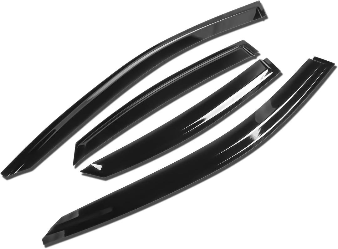 DNA MOTORING Set of 4 Tape-On Window Rain Guards for 19-24 Forte Smoke Tint Window Visor Shade/Sun Wind/RAIN Deflector, WVS-302