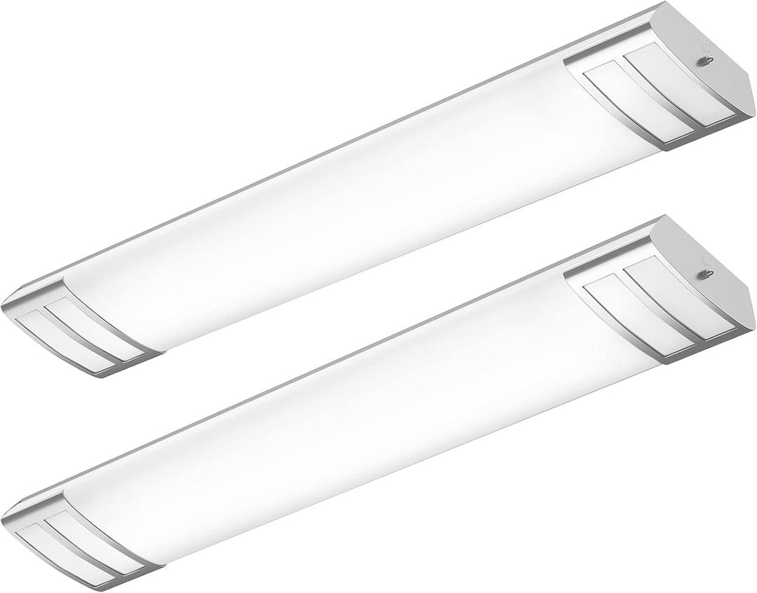 FAITHSAIL 4FT LED Flush Mount Kitchen Light Fixtures 50W 5600lm, 1-10V Dimmable, 4000K, 4 Foot LED Kitchen Lighting Fixtures Ceiling for Craft Room, Laundry, Replacement, 2 Pack