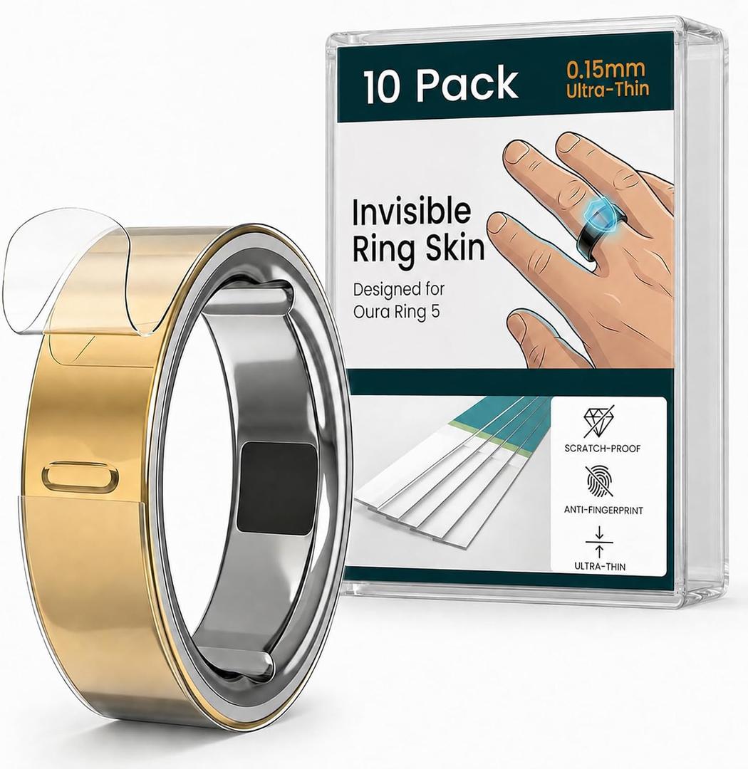 10 Pack Ultra-Thin Clear Skin Cover for Oura Ring Gen 5, Invisible Transparent Anti-Scratch Protector Smart Rings Accessories Protective Film for Oura Ring 5 (Clear, Size 9)