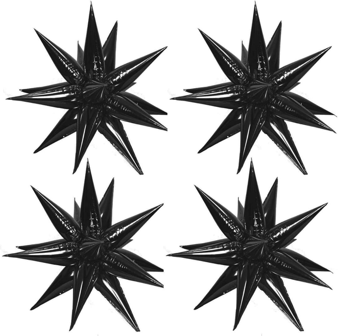 50 Pcs Black Foil Cone Star Balloons Big 26 inch Black Explosion Star Mylar Balloons 12 Point 3D Starburst Star Balloons for Party Supplies Christmas Birthday Wedding Decorations Party Supplies