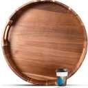 Extra Large Round Serving Tray, 20INCH, Heavy Duty Acacia Wood Trays for Big Ottoman Coffee Table Counter Giant Decorative Organizer Tray, Huge Kitchen Serveware Cheese Board Charcuterie Tray