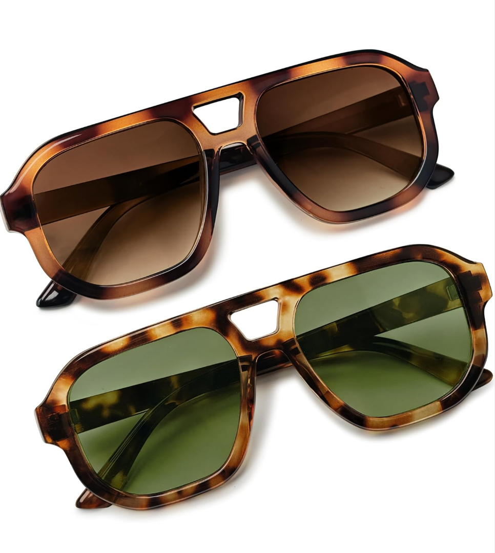 livho Trendy Polarized Square Aviator Sunglasses Women Men Square Eyewear Frame, Retro Sun Glasses for Women Men 2025 Shades