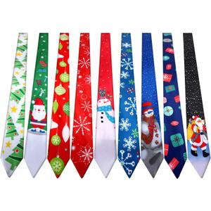 SATINIOR 9 Pcs Christmas Ties for Men Funny Novelty Ties Santa Snowman Printed Necktie Snowflake Tree Gift for Women Party (Style Set 2)