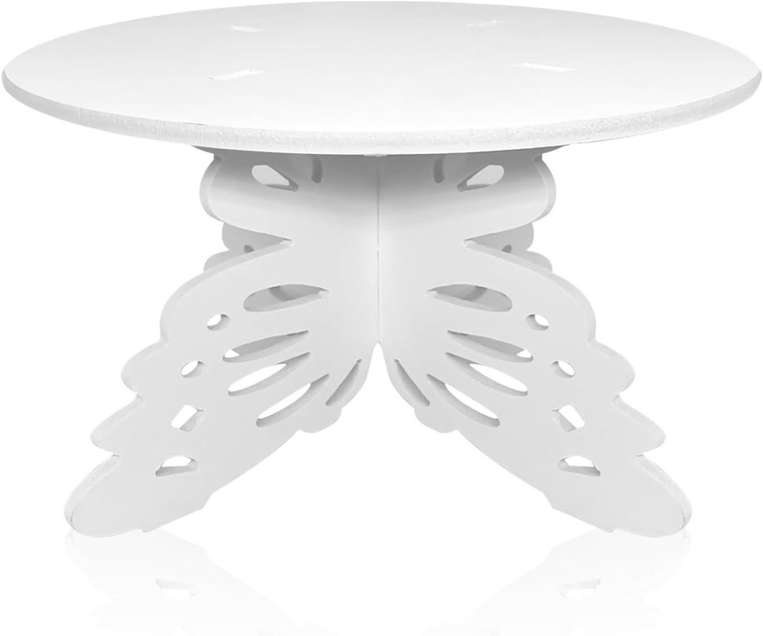 AOCEAN 12" Diameter Butterfly Cake Stand Butterfly PVC Cake Decorations with Engraved Butterflies Cake Stands for Dessert Table Wedding Birthday Party (1 Pcs)
