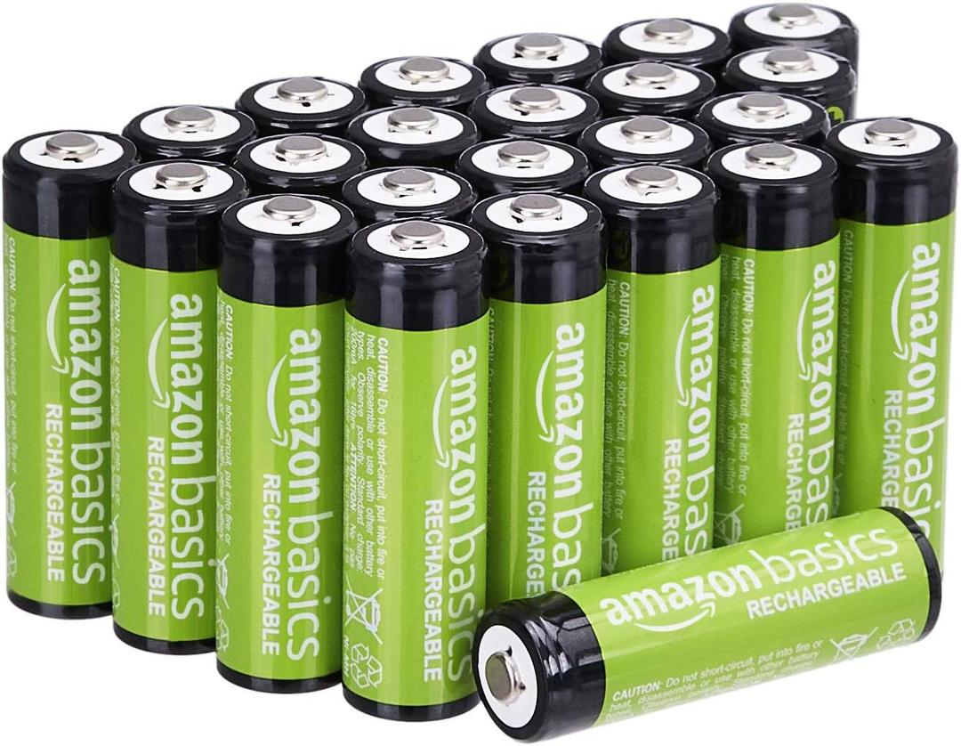 Amazon Basics Rechargeable AA Batteries, 22-Count, 2000 mAh, NiMH, Recharge up to 1000x Times, Pre-Charged (22 Count (Pack of 1))