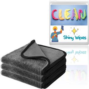 Shower Cleaning Cloths, 3 Pack, Black, 23.62 x 15.75 inches, Super Absorbent, Large