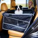 Tranquitas Dog Car Seat for Large Dogs, Back Seat Extender with Mesh Windows, Strong Support Dog Car Seat Cover for Cars, Trucks and SUVs (Black and Silver)