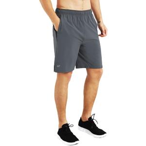 EZRUN Mens 9 Inch Lightweight Running Workout Shorts with Liner Loose-Fit Gym Shorts for Men with Zipper Pockets (Large, Grey)
