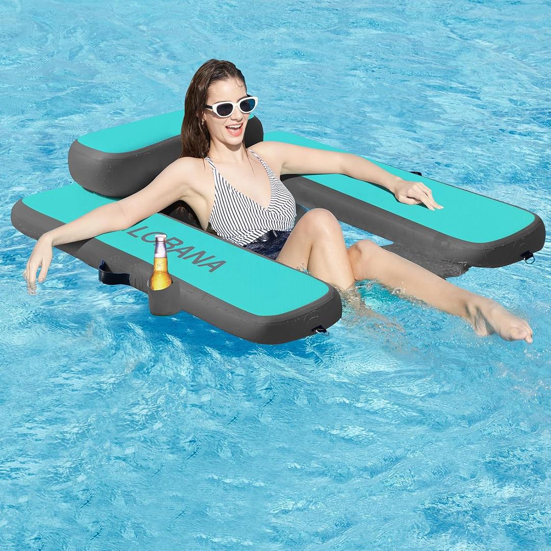 CALOBANA Inflatable Floating Chair, Heavy Duty Pool Floats Adult Lounger, Portable Water Float Chair for Swimming Pool, Lake and Beach, 50"L x 45"W