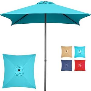 Trenovo 4.9ft Mini Square Patio Umbrella - UV 50+ Waterproof & Easy Setup | Outdoor Table Umbrella for Deck, Balcony, Garden, Lawn, Backyard, Market (Blue)