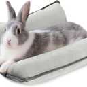 Rabbit Bed, Washable Bunny Pillow, Reversible Lounger Pad, Soft Small Animal Bedding, Stress Relief Pet Mat for Kittens, Guinea Pigs, Puppies (Light Grey)