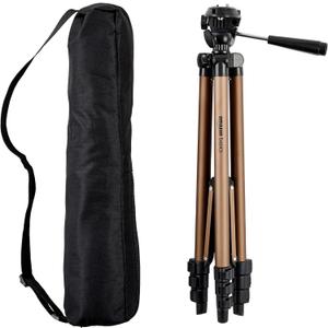 Amazon Basics 50-inch Lightweight Portable Camera Tripod Stand with Quick-Release Plate, Adjustable Height, Aluminum, for Travel Photography, Champagne