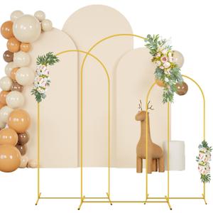 Wedding Arch Stands and Beige Arch Covers 6FT 6.6FT 7.2FT Spandex Arch Stand Cover for Metal Round Top Balloon Arched Frame for Birthday Party Wedding Decoration