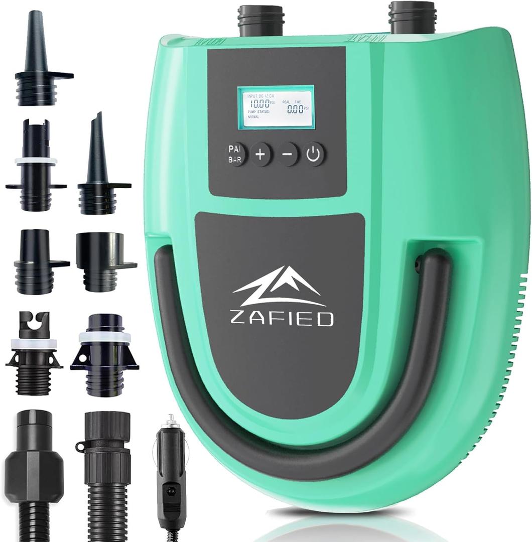 Electric Paddle Board Pump Portable, 20PSI High Pressure SUP Air Pump with Intelligent Dual Stage Inflation, Deflation & Auto-Off Function, 120W 12V DC Inflatable Pump for Paddleboard, Kayak, Boat (Green) Electric Paddle Board Pump Portable, 20PSI High Pressure SUP Air Pump with Intelligent Dual Stage Inflation, Deflation & Auto-Off Function, 120W 12V DC Inflatable Pump for Paddleboard, Kayak, Boat (Green)