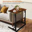 24 inch Foldable TV Tray Table, Foldable Portable C-Shaped Sofa end Table, Oversized Sofa Side Laptop Desk, Suitable for Living Room and Bedroom (1, Rustic Brown), 23.6 Inches X 14.6 Inches X 27.5 Inches