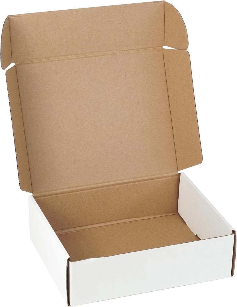 10"x8"x3" Shipping Boxes Set of 5, White Corrugated Cardboard Box Literature Mailer