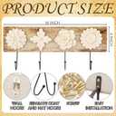 Wood Floral Coat Rack with 4 Hooks Vintage White Flower Wall Mounted Coat Hooks Decor Rustic Theme for Home Entryway Bathroom Hats Keys Towels