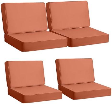 AAAAAcessories Outdoor Deep Seat Cushions, Foam Pillow, Waterproof, Fade-Resistant Patio Furniture Replacement Cushions, 24" x 24" x 5", Set of 4, Rust