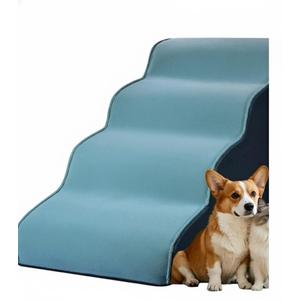 Dog Stairs for Small Dogs 19.7”H, Cowhide-Pattern Flocking Fabric, with Cushioning Support Layer,4-Step Dog Steps for High Bed,Couch, Sofa and Chair, Non-Slip Balanced Pet Ramp Indoor