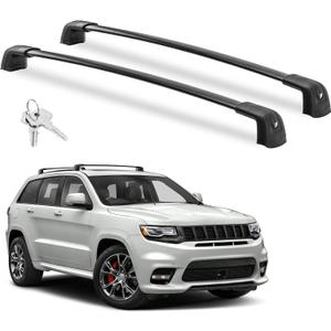 Richeer 260LBS Lockable Roof Rack Cross Bars for 2011-2022 Grand Cherokee Altitude/SRT/Trackhawk with Roof Black Moldings, Aluminum Crossbars with Anti-Theft Locks for Cargo Rooftop Luggage Canoe