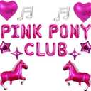 Pink Pony Club Balloons Western Cowgirl Bachelorette Party Decorations Glamorous Pink Horse Heart Music Note Star Balloon Set