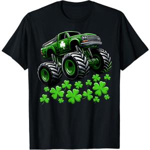 Monster Truck St Patricks Day Irish Lucky Kids Boys Toddler T-Shirt, Small