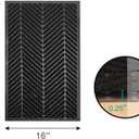 16" x 24" Black Front Door Mat Indoor Outdoor, Low Profile Welcome Doormat for Entrance, Waterproof All-Weather Entry Mat for High Traffic Area