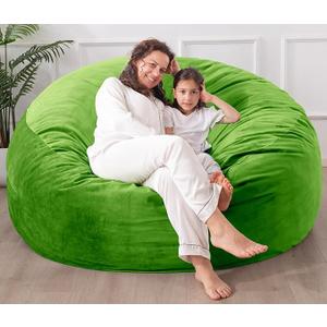 Large Bean Bag Chair: 4 ft Memory Foam Bean Bag Chairs for Adults/Kids,Bean Bag Chair with Fillings,Soft Faux Fur Fabric - Dutch Velvet, Lime, 4 Foot , Lime