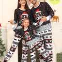 SWOMOG Family Christmas Pajamas Matching Sets Holiday Christmas Jammies Christmas PJs Matching Xmas Pjs for Adults Kids Black Christmas Print 140