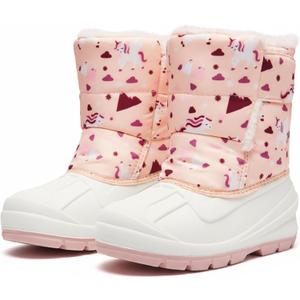 MORENDL Toddler Winter Snow Boots Waterproof Insulated Faux Fur Boys Girls Hiking Boots (Toddler/Little Kid) (Pinkuniprint)
